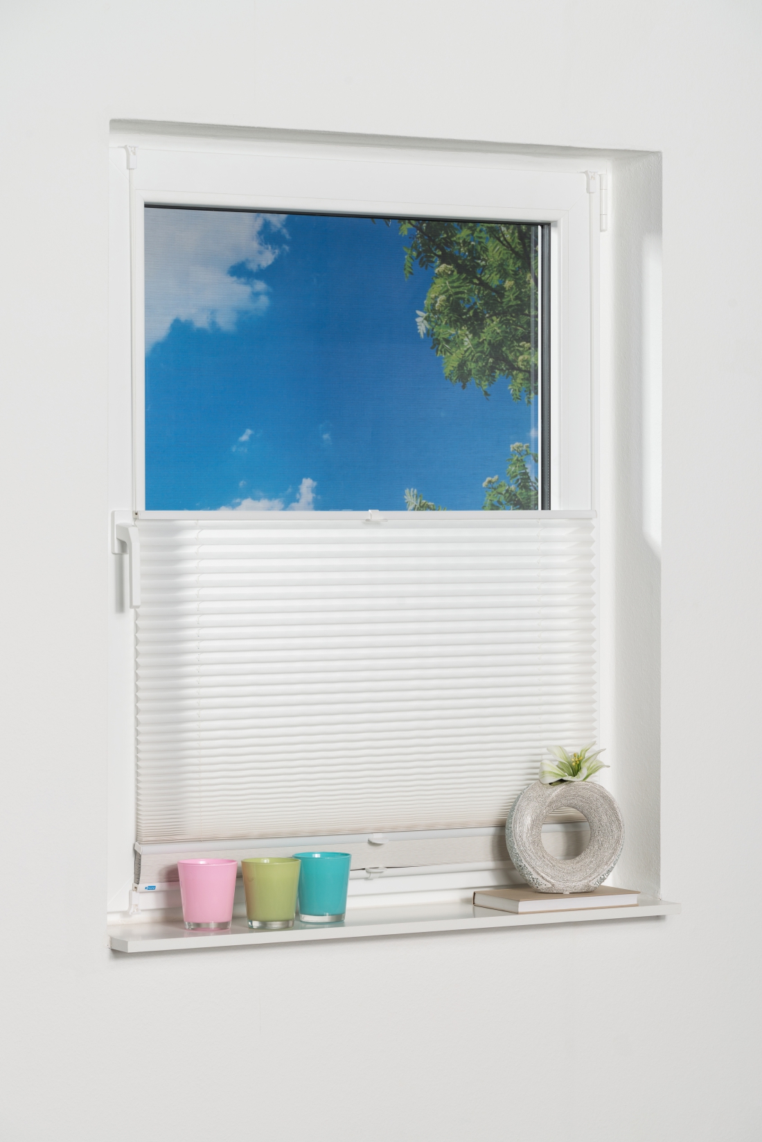 Klemmfix-Doppelplissee  "PRATO" , Verdunkelung + Lichtschutz, ohne Bohren, verspannt