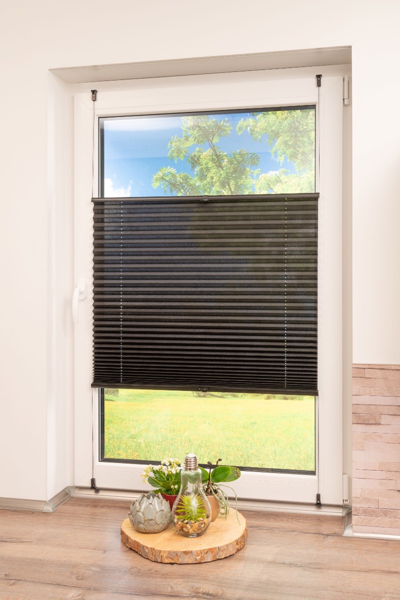 Klemmfix-Plissee "BLACKLINE" , Lichtschutz, ohne Bohren, verspannt