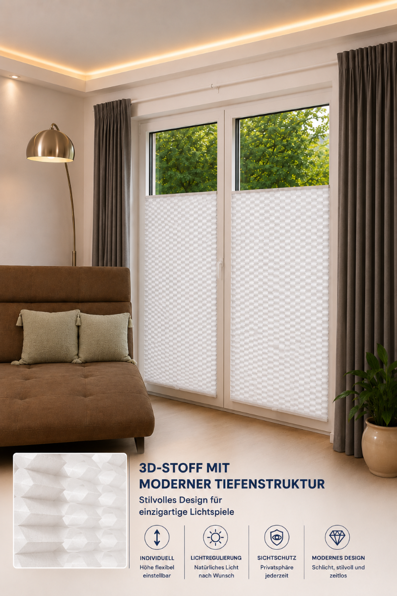 NEU: "DIAMANT" Plissee, Einzigartige 3D-Struktur - Faszinierender Lichteffekt