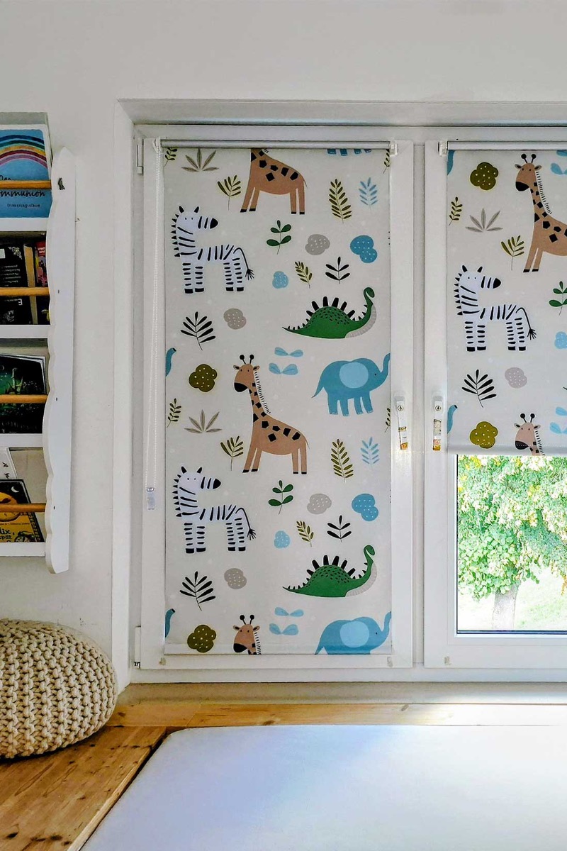 Thermo Klemmfix-Seitenzugrollo Verdunklung mit Motiv Zoo