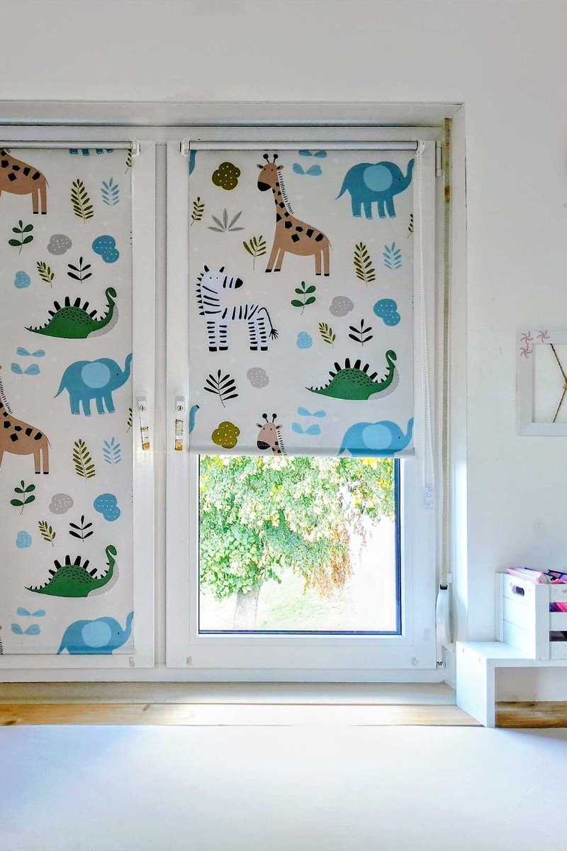 Thermo Klemmfix-Seitenzugrollo Verdunklung mit Motiv Zoo